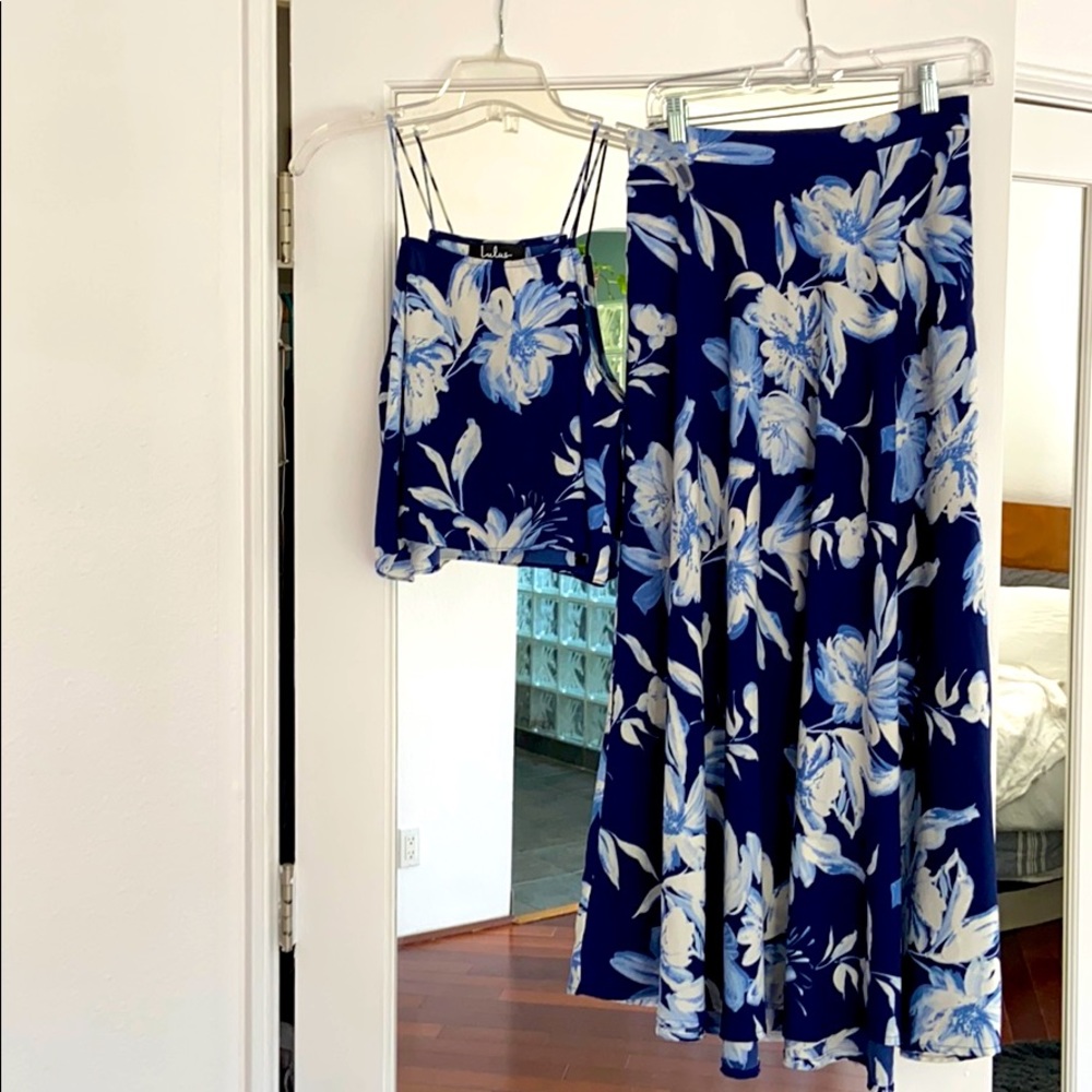 Lulus Two piece long skirt & crop top set